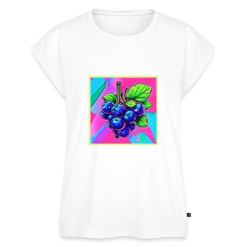 Vibrant Blueberry Artwork - Women's Premium Roll Up Sleeve T-Shirt
