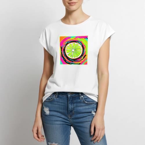 Lime Slice Pop Art - Women's Premium Roll Up Sleeve T-Shirt