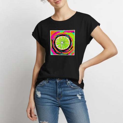 Lime Slice Pop Art - Women's Premium Roll Up Sleeve T-Shirt