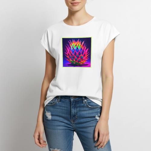 Electric Neon Dragon Fruit - Women's Premium Roll Up Sleeve T-Shirt