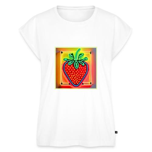 Colorful Strawberry Neon Glow - Women's Premium Roll Up Sleeve T-Shirt