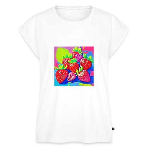 Pop Art Strawberries - Women's Premium Roll Up Sleeve T-Shirt