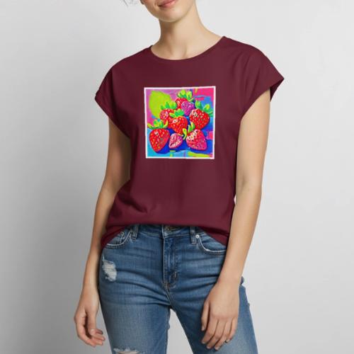 Pop Art Strawberries - Women's Premium Roll Up Sleeve T-Shirt