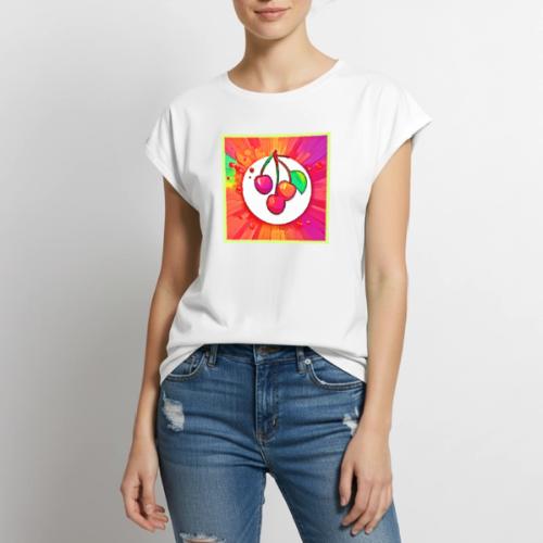 Cherry Pop Art Burst - Women's Premium Roll Up Sleeve T-Shirt