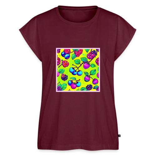 Bright Berry Fruit Pattern - Women's Premium Roll Up Sleeve T-Shirt