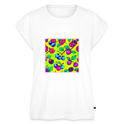 Bright Berry Fruit Pattern - Women's Premium Roll Up Sleeve T-Shirt
