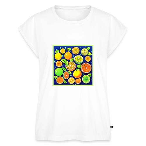 Fresh Citrus Slice Pattern - Women's Premium Roll Up Sleeve T-Shirt
