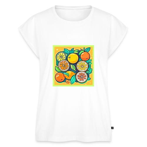 Citrus Fruit Art Design - Women's Premium Roll Up Sleeve T-Shirt