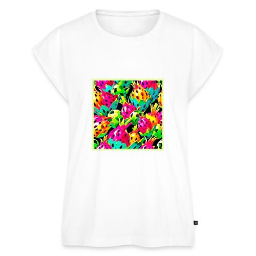 Dragon Fruit Vivid Pattern - Women's Premium Roll Up Sleeve T-Shirt