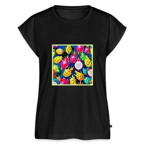 Dragon Fruit Pattern Art - Women's Premium Roll Up Sleeve T-Shirt