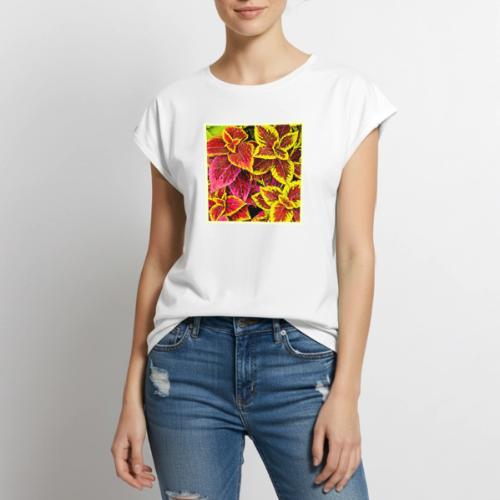 Coleus Leaf Burst Design - Women's Premium Roll Up Sleeve T-Shirt