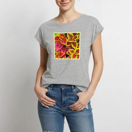 Coleus Leaf Burst Design - Women's Premium Roll Up Sleeve T-Shirt