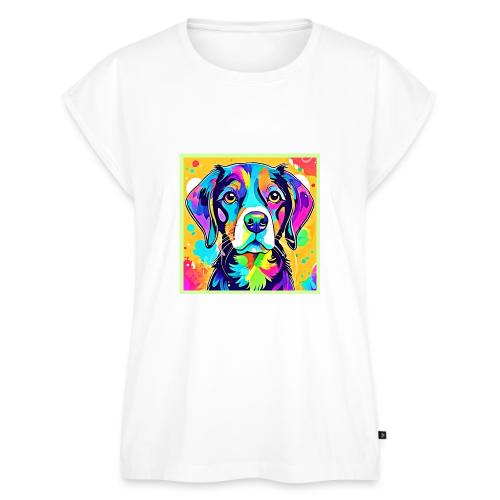 Rainbow Dog Portrait Design - Women's Premium Roll Up Sleeve T-Shirt