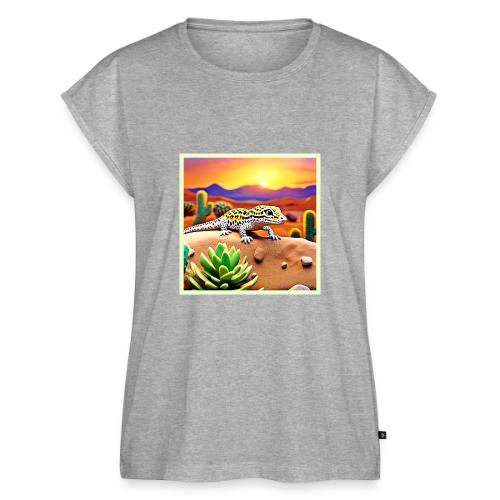 Spotted Gecko Desert Sunset - Women's Premium Roll Up Sleeve T-Shirt