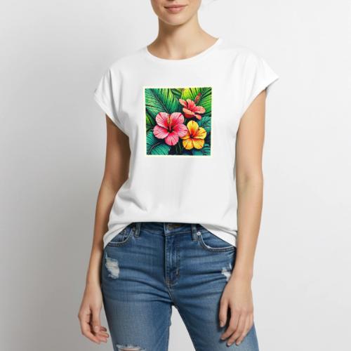 Exotic Flower Garden Dreams - Women's Premium Roll Up Sleeve T-Shirt