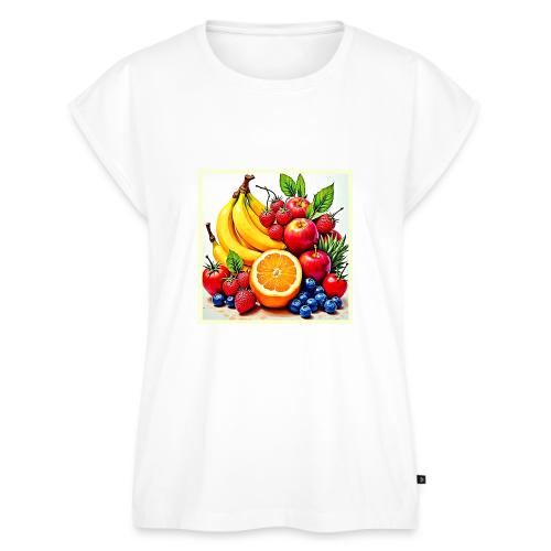 Vibrant Fresh Fruit Delight Design - Women's Premium Roll Up Sleeve T-Shirt