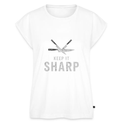 Keep It Sharp - Chef Knife Design Knives - Women's Premium Roll Up Sleeve T-Shirt