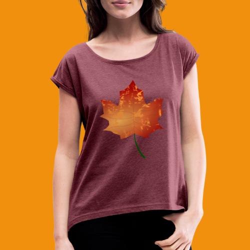 autumn maple - Women's Roll Cuff T-Shirt