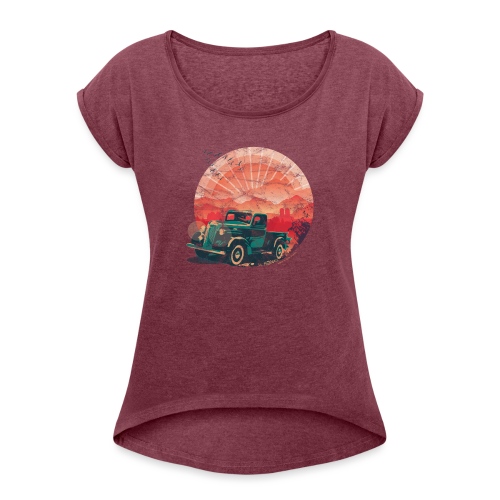 Old Truck Vintage - Women's Roll Cuff T-Shirt