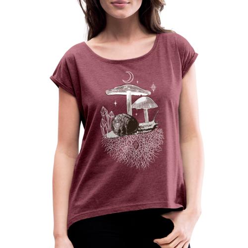 Mushrooms Snail Crystals - Women's Roll Cuff T-Shirt