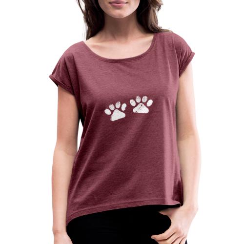 Two White Paws - Dog Lovers - Women's Roll Cuff T-Shirt