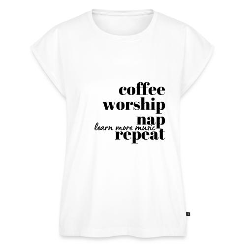 Coffee Worship Nap Tee - Women's Premium Roll Up Sleeve T-Shirt