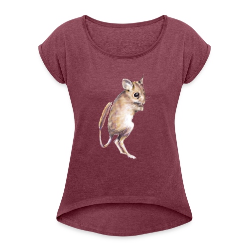 hopping mouse - Women's Roll Cuff T-Shirt