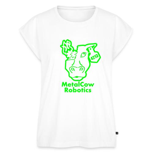 MetalCowLogo GreenOutline - Women's Premium Roll Up Sleeve T-Shirt