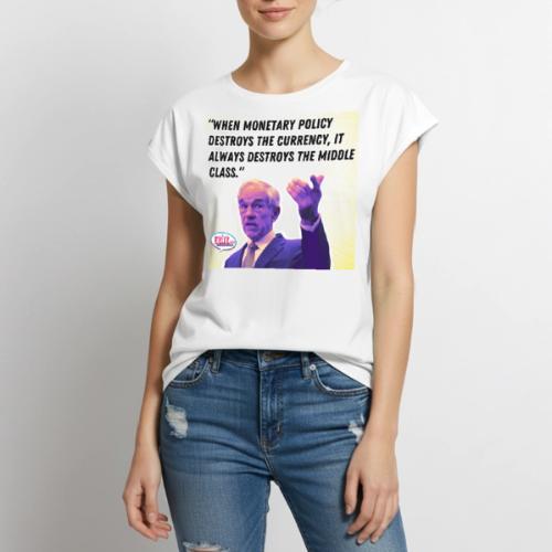 Ron Paul: Monetary Policy - Women's Premium Roll Up Sleeve T-Shirt