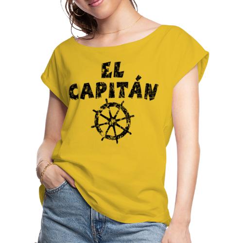 El Capitán Wheel Vintage/Black - Women's Roll Cuff T-Shirt