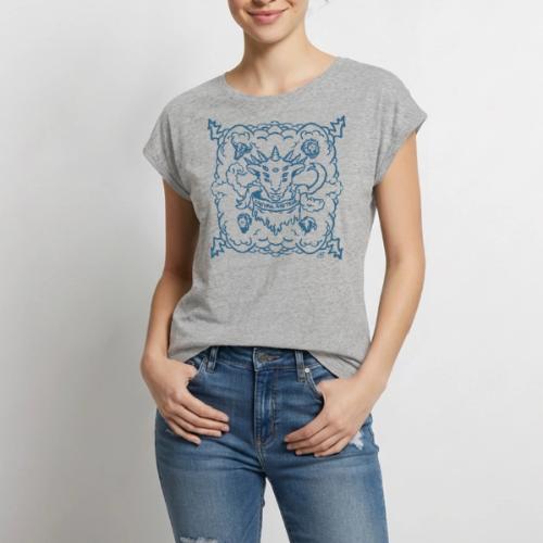 Revelation Lamb Blue - Women's Premium Roll Up Sleeve T-Shirt