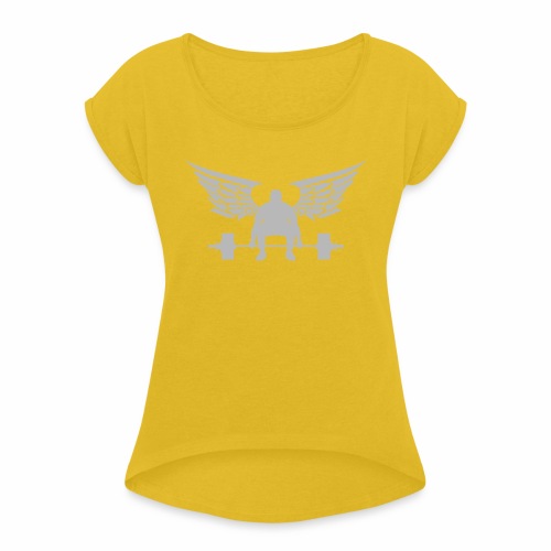 Grind to Fly GRAY LOGO - Women's Roll Cuff T-Shirt