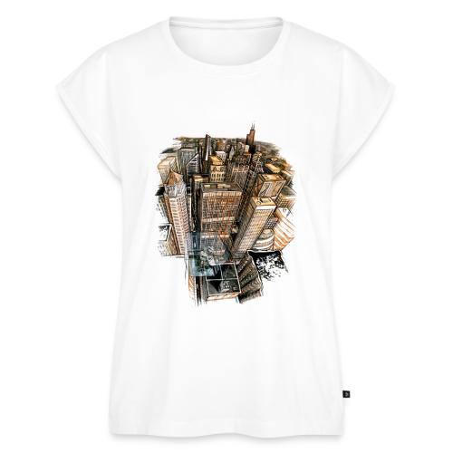 The Cube with a View - Women's Premium Roll Up Sleeve T-Shirt