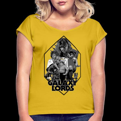 Galaxy Lords Monochrome Design - Women's Roll Cuff T-Shirt
