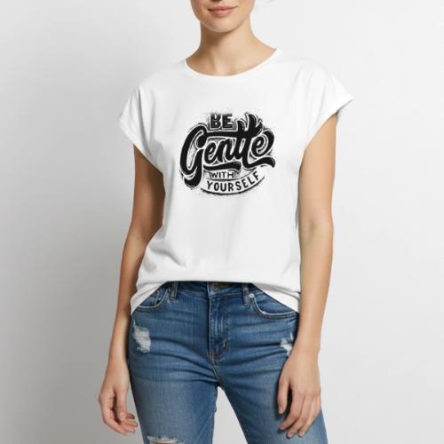 Black Typographic design - Women's Premium Roll Up Sleeve T-Shirt