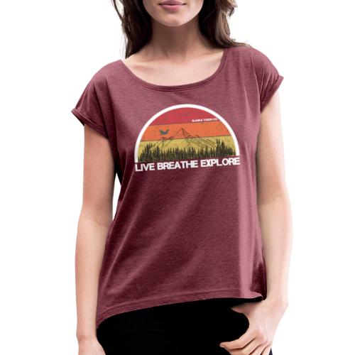 Explore Mountain Design - Women's Roll Cuff T-Shirt