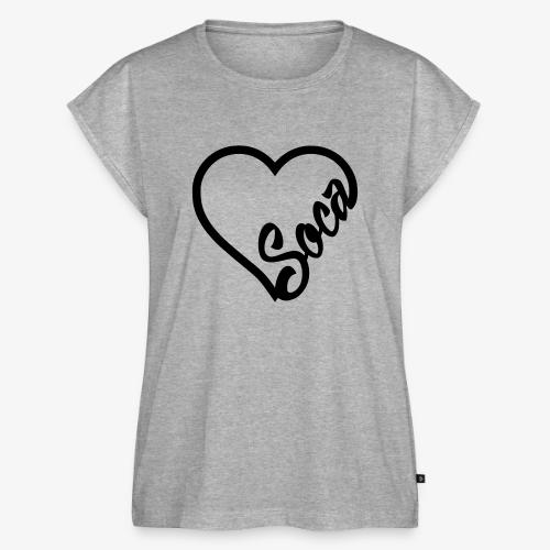 SocaHeart - BLACK - Women's Premium Roll Up Sleeve T-Shirt