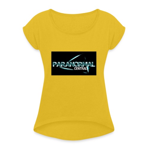 Paranormal Central On Black - Women's Roll Cuff T-Shirt