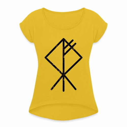 Wolf Viking Rune Symbol for Fenrir Fenriswolf Fans - Women's Roll Cuff T-Shirt
