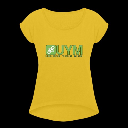 UYM: Unlock Your Mind Logo (Green) - Women's Roll Cuff T-Shirt