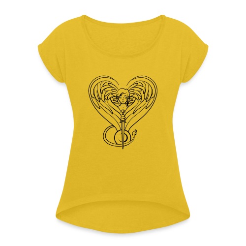 Sphinx valentine - Women's Roll Cuff T-Shirt