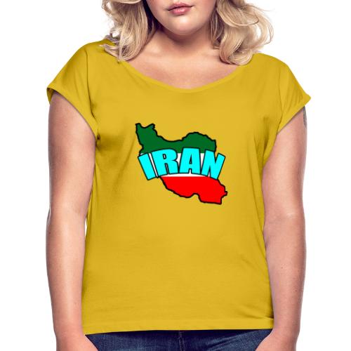 Iran Map - Women's Roll Cuff T-Shirt