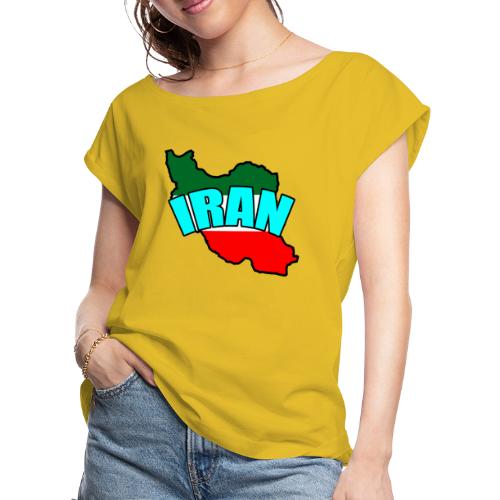 Iran Map - Women's Roll Cuff T-Shirt