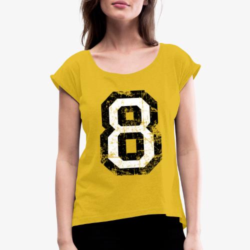 Number 8 (Vintage White) - Women's Roll Cuff T-Shirt
