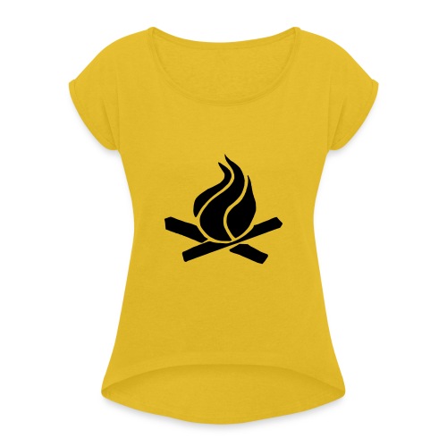 flame fire campfire - Women's Roll Cuff T-Shirt