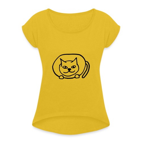 fat cat - Women's Roll Cuff T-Shirt