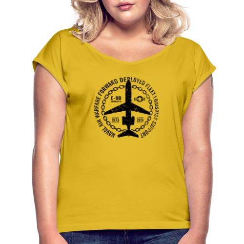 Vintage C-9B Skytrain II Aircraft Design - Women's Roll Cuff T-Shirt
