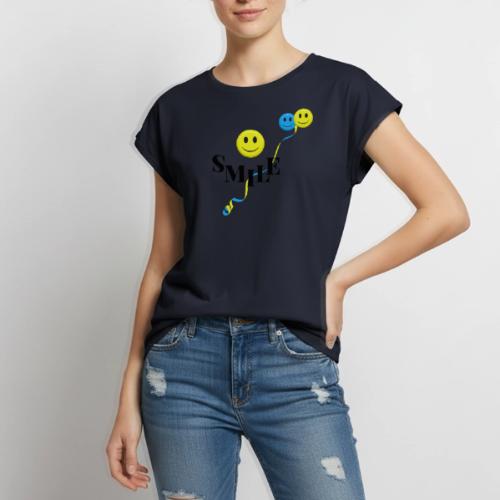 SMILE - Women's Premium Roll Up Sleeve T-Shirt