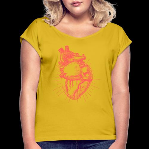 Hand Sketched Heart - Women's Roll Cuff T-Shirt