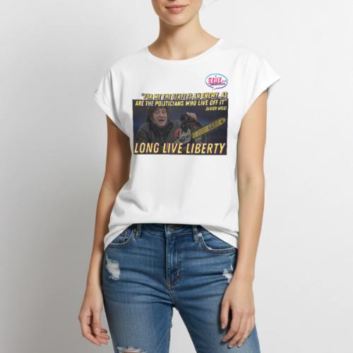 Javier Milei: State is an Enemy - Women's Premium Roll Up Sleeve T-Shirt